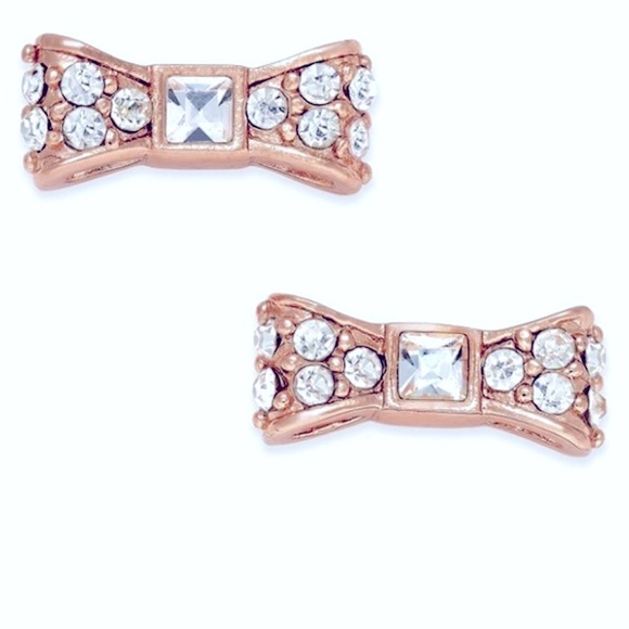 Kate Spade Bow earrings rose gold. Ready Set Bow Pave Bow Studs - Picture 5 of 5